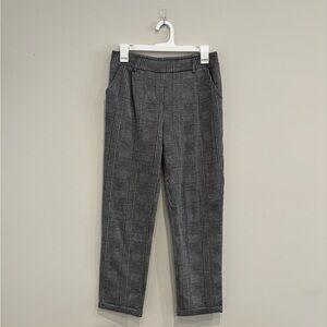 Gray High-Waisted Plaid Trousers